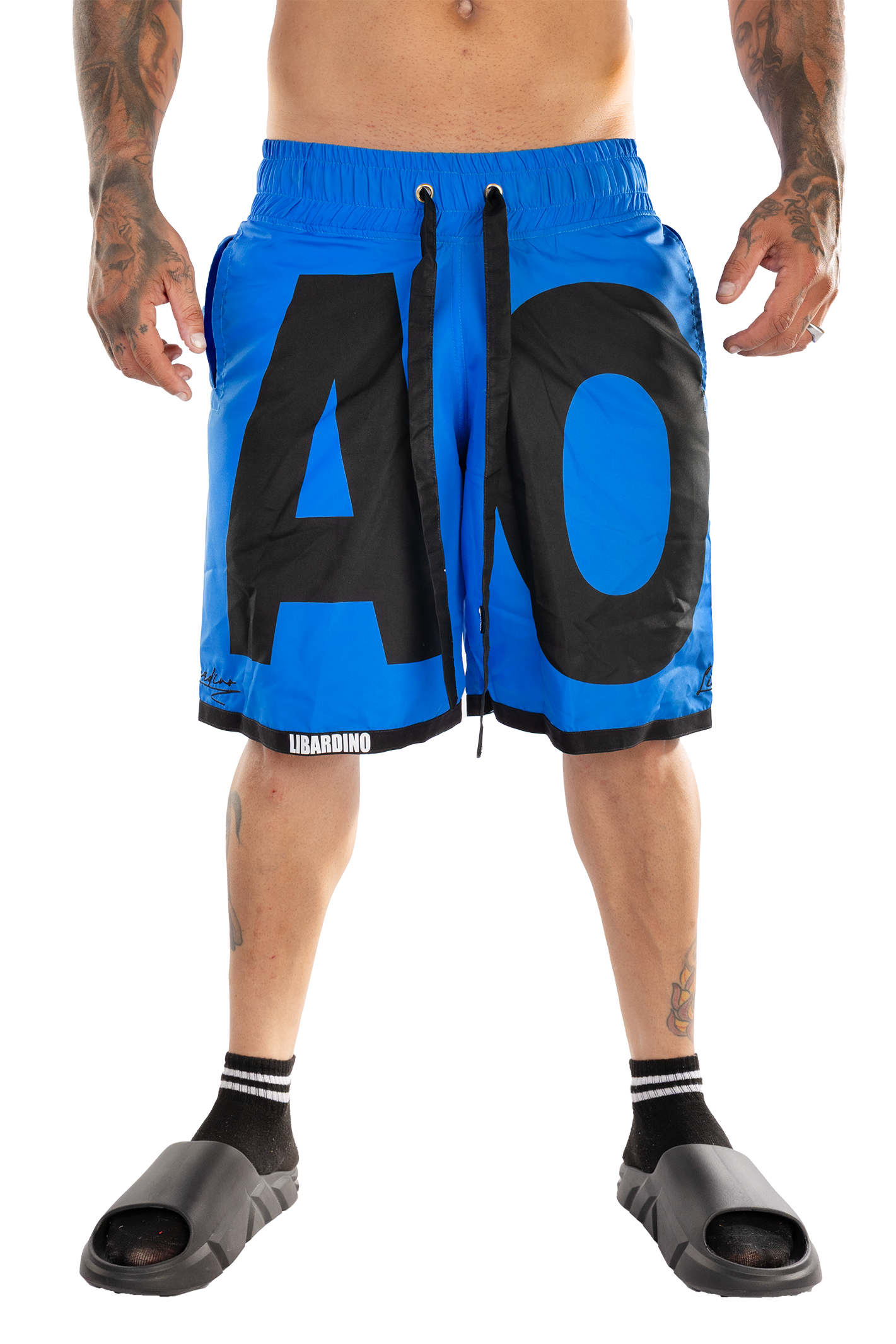 Pantaloneta Azul Letras Negras