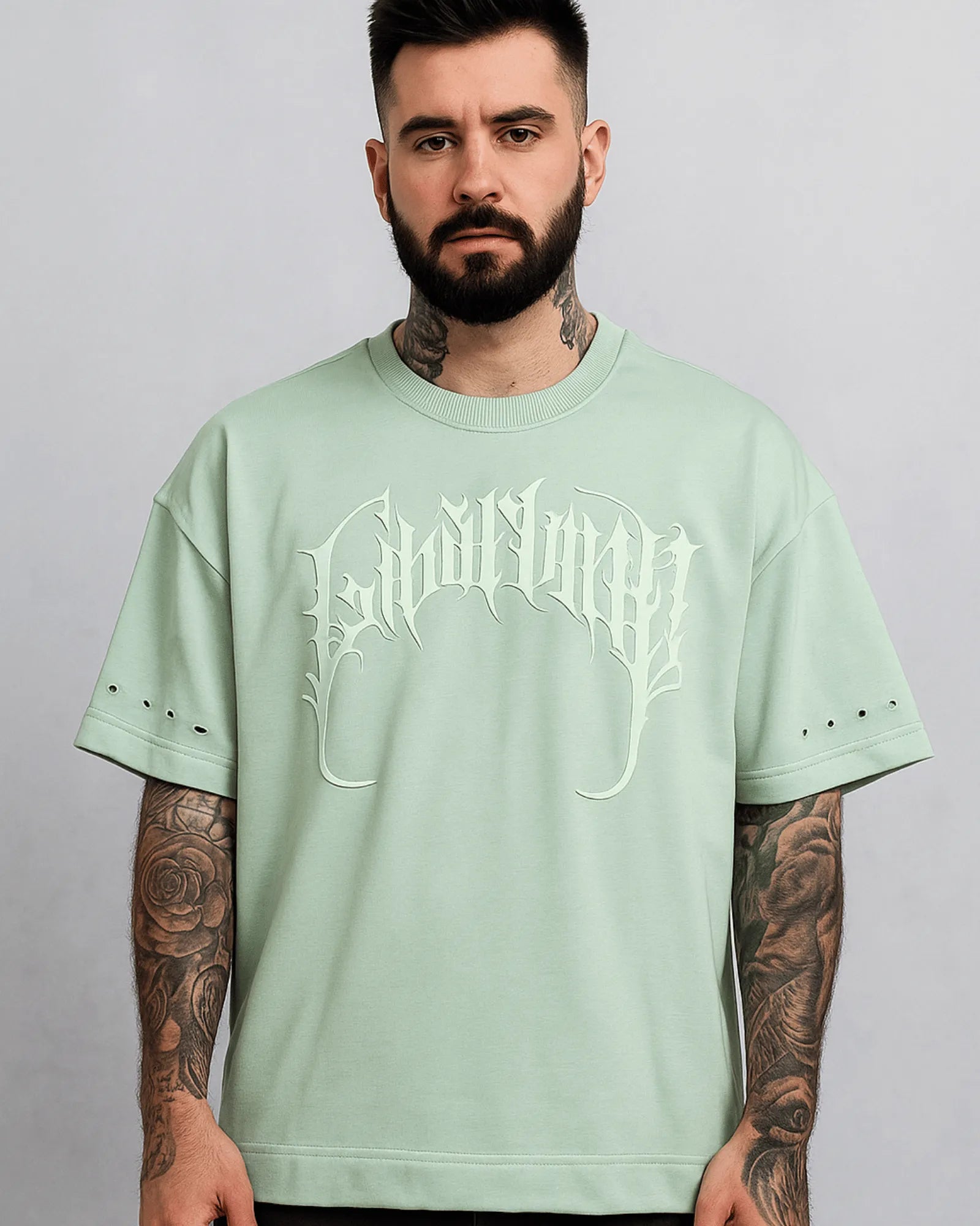 Camisa Oversize Gótica Verde Menta