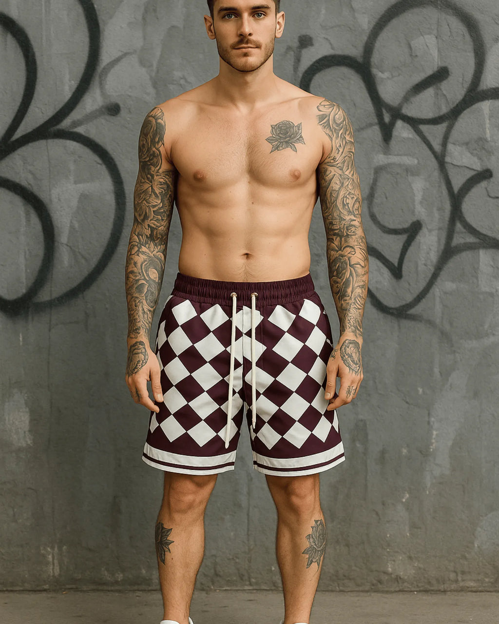 Pantaloneta Premium Vinotinto Cuadros