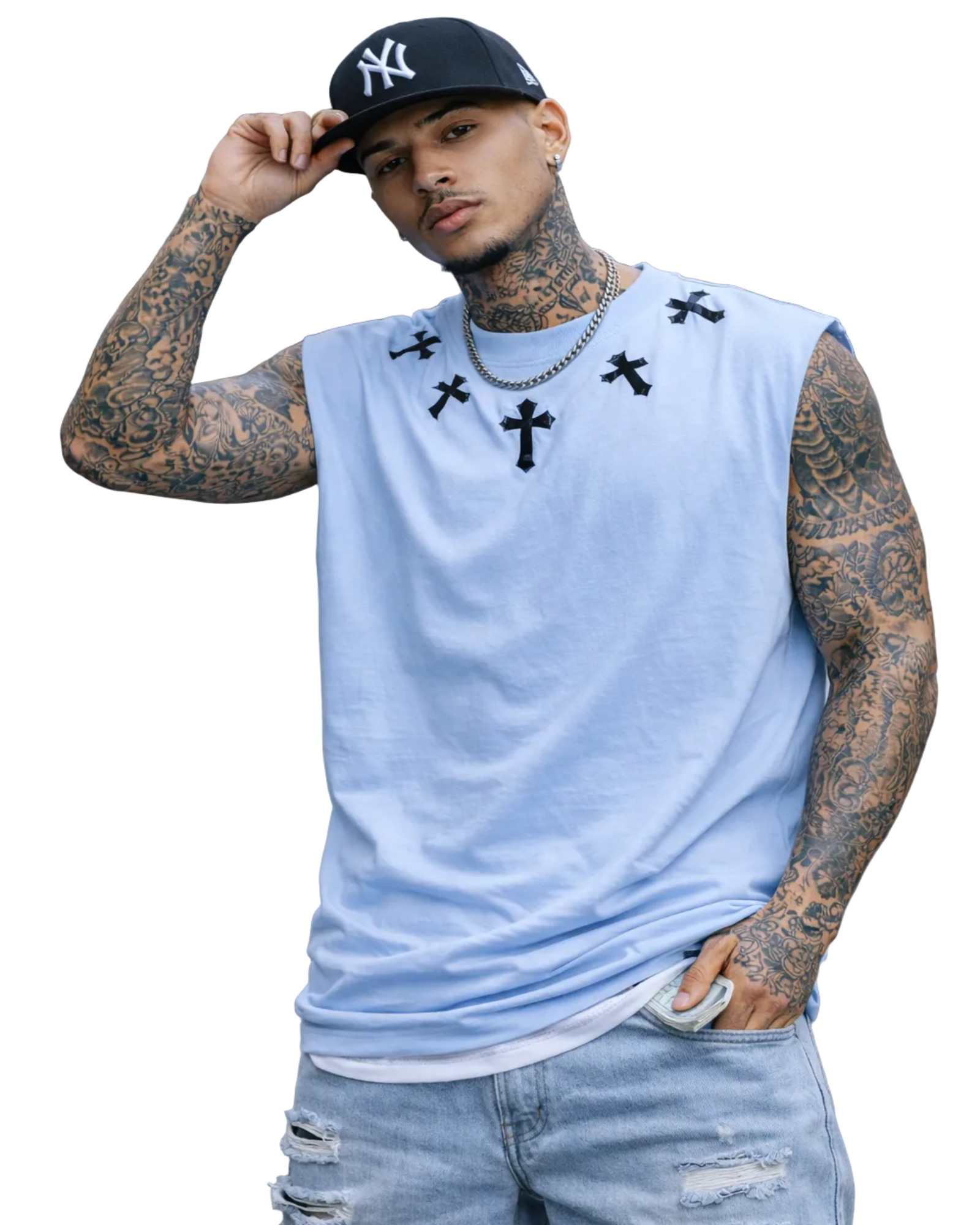 Camisilla Cruces Celeste