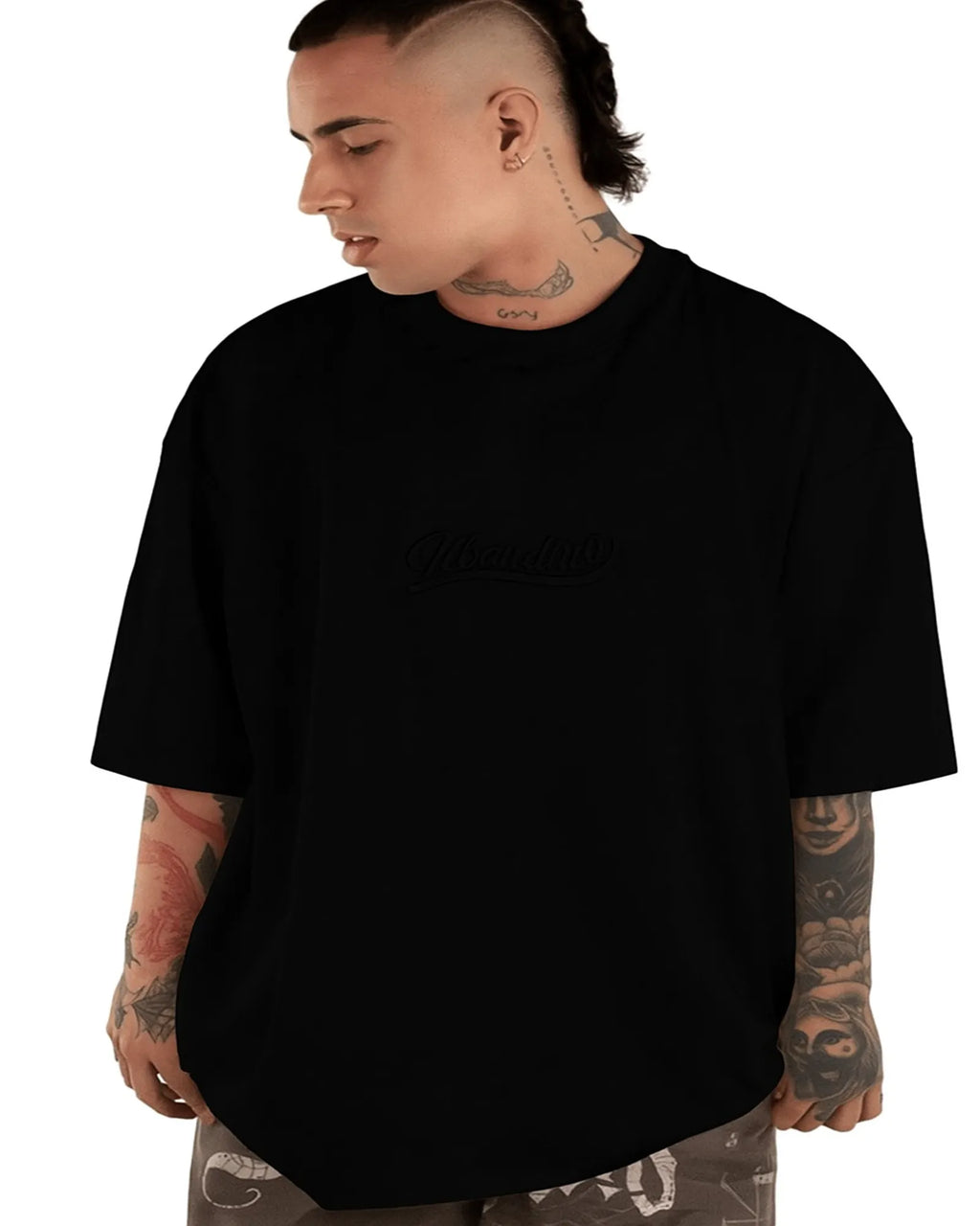 Camisa Oversize Negra Firma 3D