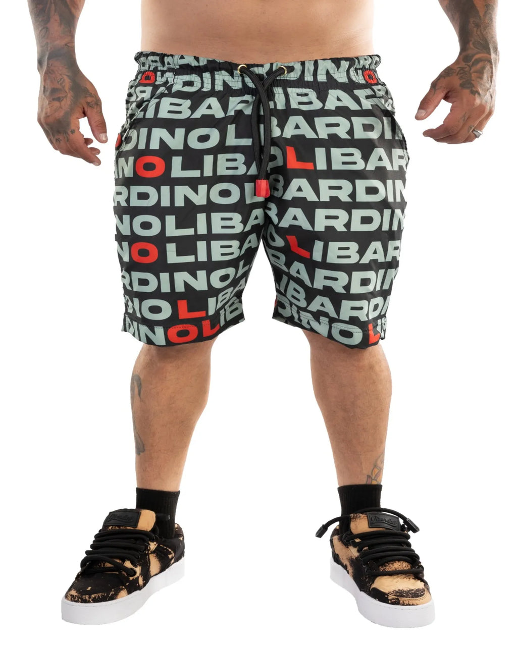 Pantaloneta Piscina Letras Fondo Negro