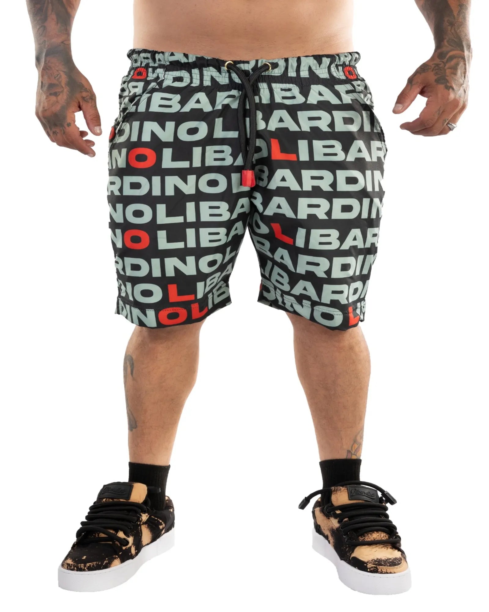 Pantaloneta Piscina Letras Fondo Negro