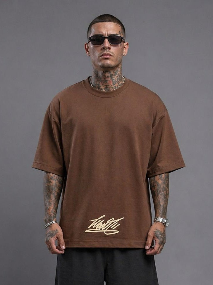 CAMISA OVERSIZE CAFE REPUJADA