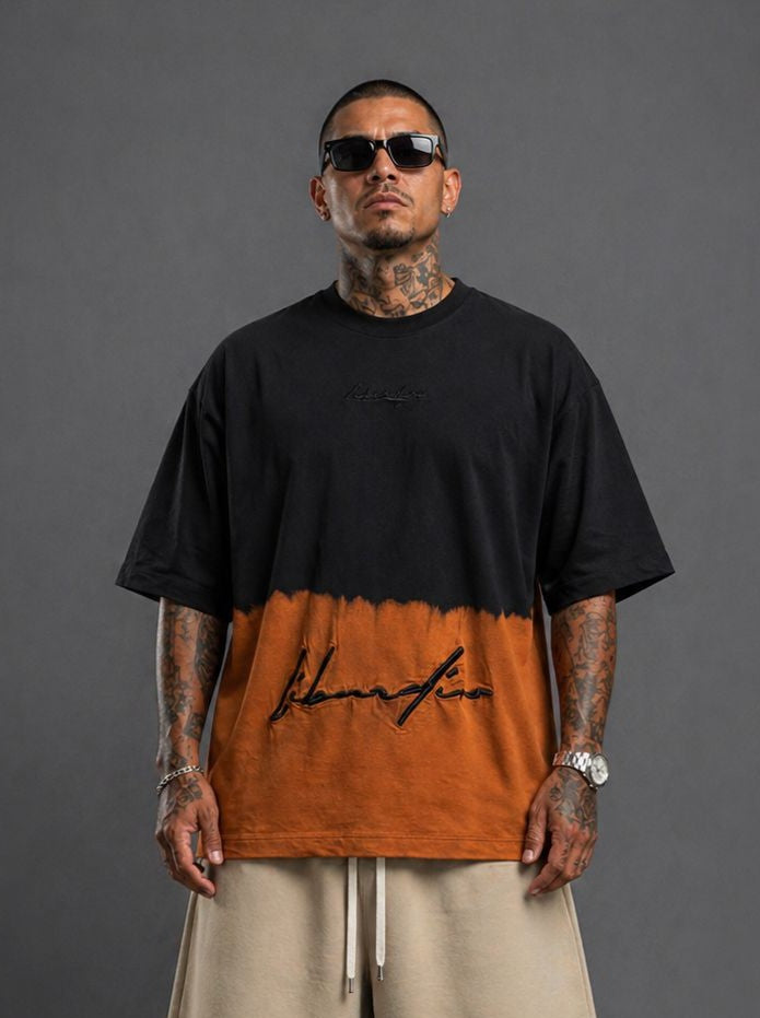 Camisa Manchada Negra y Gorra Negra