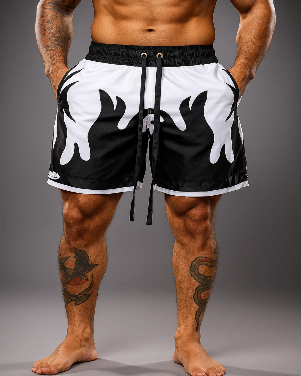 Pantaloneta Antifluido Premium Fuego Blanco Negro