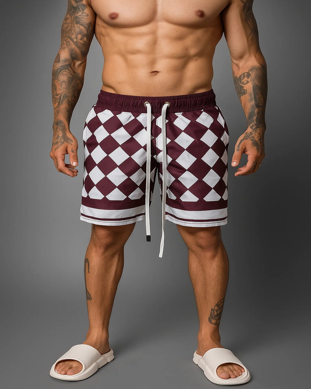 Pantaloneta Premium Vinotinto Cuadros