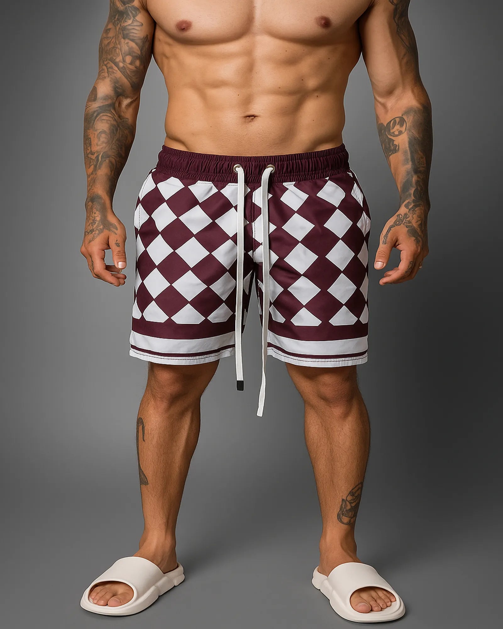Pantaloneta Premium Vinotinto Cuadros