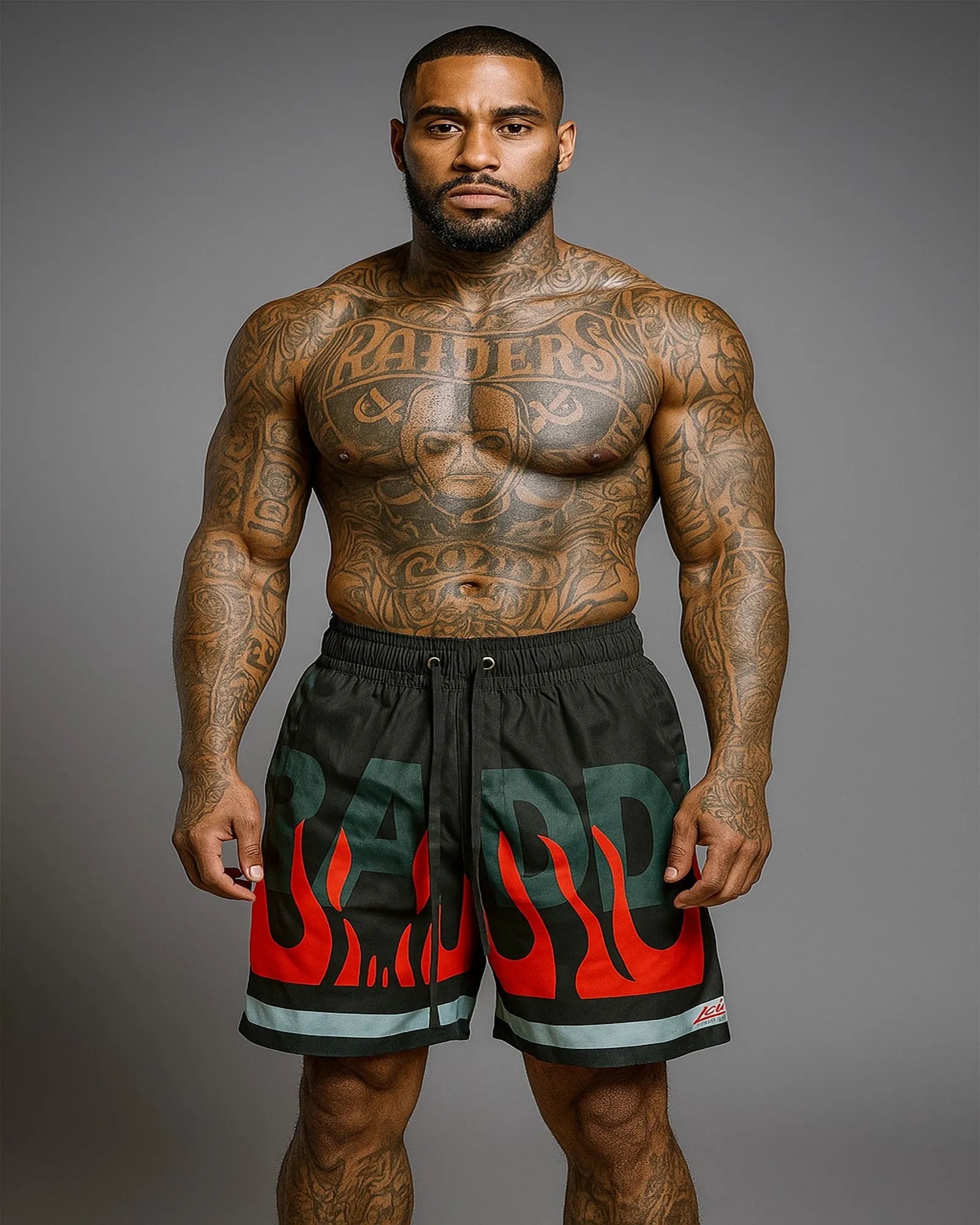 Pantaloneta Premium Letras Fuego Rojo